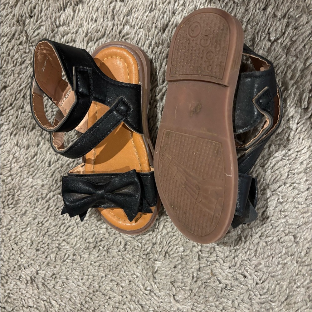Black Bow Kids Sandals